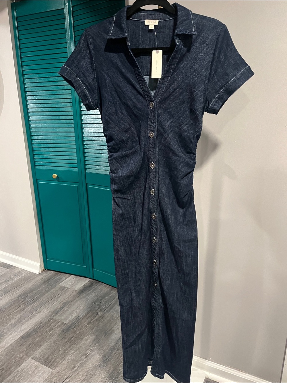 Anthropologie NWT Greer Denim Midi Shirtdress by Pilcro - Picture 5 of 7